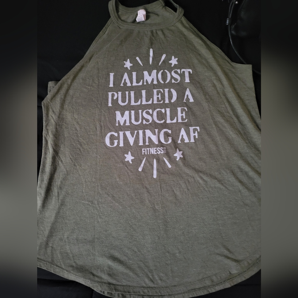 Olive Green Graphic Tank Top